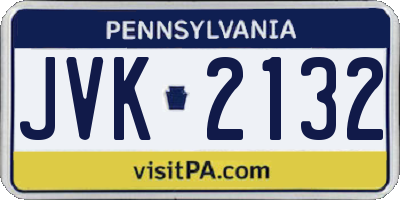 PA license plate JVK2132