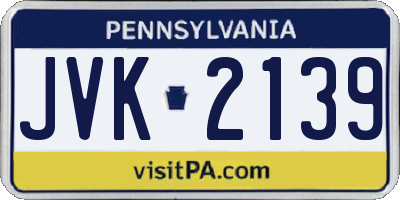 PA license plate JVK2139