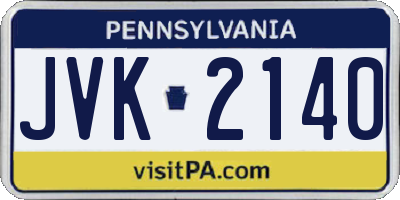 PA license plate JVK2140