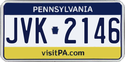 PA license plate JVK2146