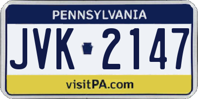 PA license plate JVK2147