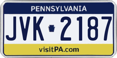 PA license plate JVK2187