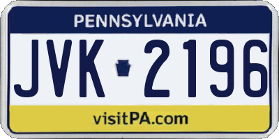 PA license plate JVK2196