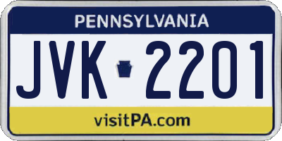PA license plate JVK2201