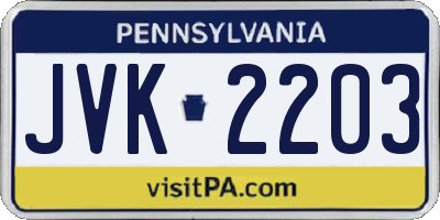PA license plate JVK2203
