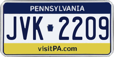 PA license plate JVK2209