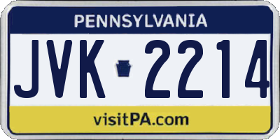 PA license plate JVK2214