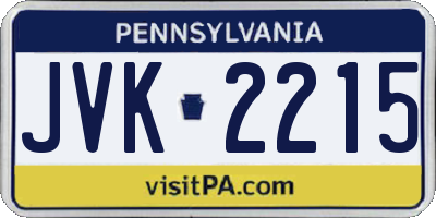 PA license plate JVK2215