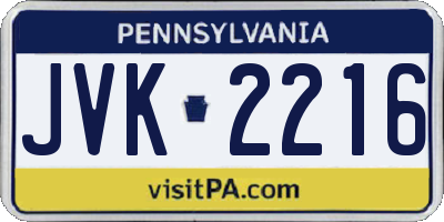 PA license plate JVK2216