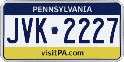 PA license plate JVK2227