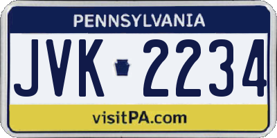 PA license plate JVK2234