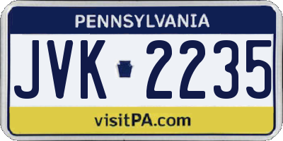 PA license plate JVK2235