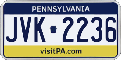 PA license plate JVK2236