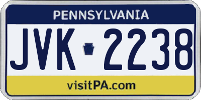 PA license plate JVK2238