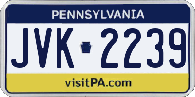 PA license plate JVK2239