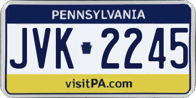 PA license plate JVK2245