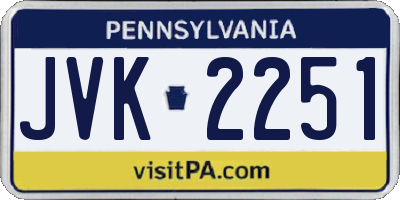 PA license plate JVK2251