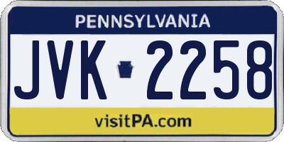 PA license plate JVK2258