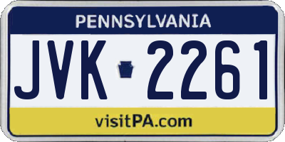 PA license plate JVK2261