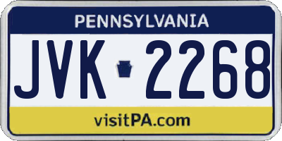 PA license plate JVK2268