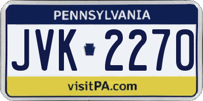 PA license plate JVK2270