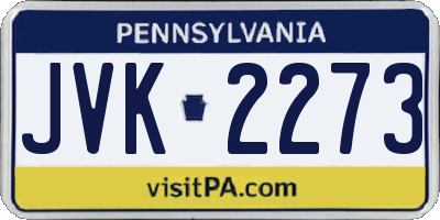 PA license plate JVK2273