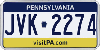 PA license plate JVK2274