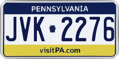 PA license plate JVK2276