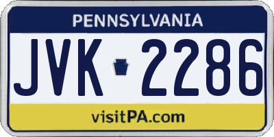 PA license plate JVK2286