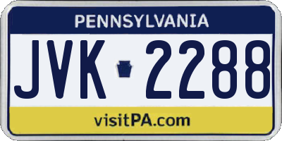 PA license plate JVK2288