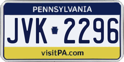 PA license plate JVK2296