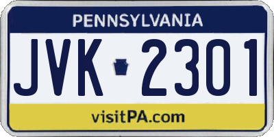 PA license plate JVK2301