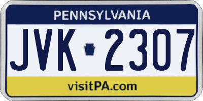 PA license plate JVK2307