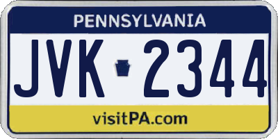 PA license plate JVK2344