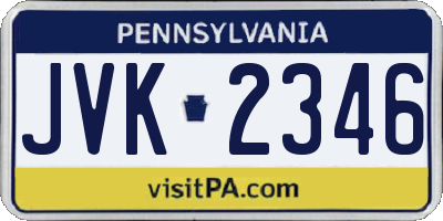 PA license plate JVK2346