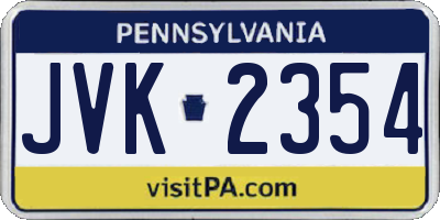 PA license plate JVK2354
