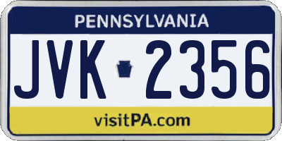 PA license plate JVK2356
