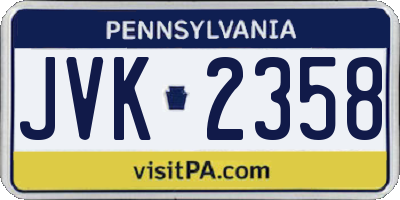 PA license plate JVK2358