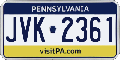 PA license plate JVK2361