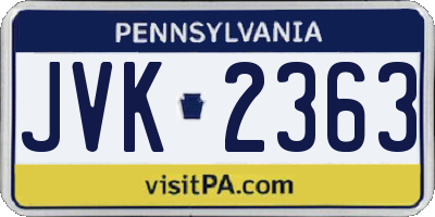 PA license plate JVK2363