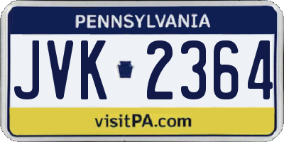 PA license plate JVK2364