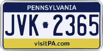 PA license plate JVK2365