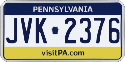 PA license plate JVK2376