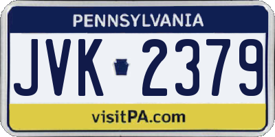 PA license plate JVK2379