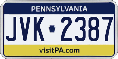 PA license plate JVK2387