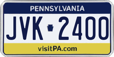 PA license plate JVK2400
