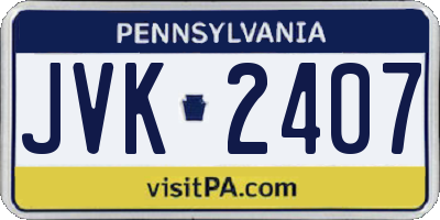 PA license plate JVK2407