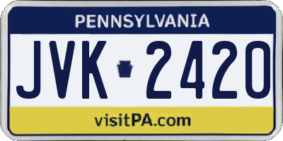 PA license plate JVK2420