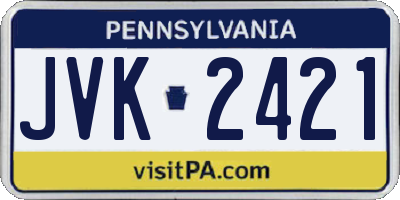 PA license plate JVK2421