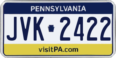 PA license plate JVK2422